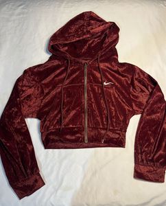 Velvet Cropped Hoodie