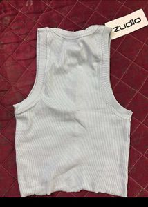 Blue Ribbed Tank Top with Star GTG Graphic