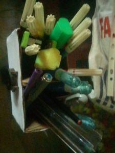 Handmade Cardboard Pencil organizer With Watch