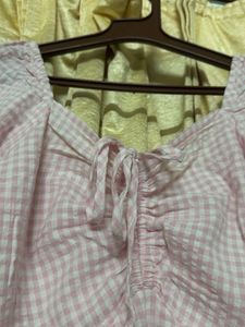 Pink Gingham Puff Sleeve Dress