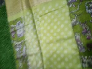 Green Saree with Elephant &amp; Floral Print