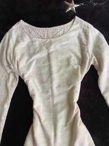 cream fitted full sleeve top