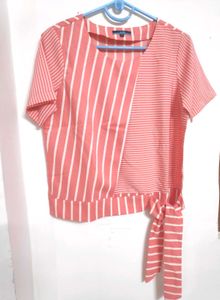 Elegant 💕🪩Ajio Striped Tie-Waste Top