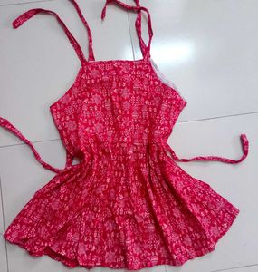 Stylish Pink warli Printed tie up Sleeveless kurti