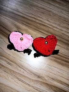 Crochet Heart Hair Clips (Set of 2)