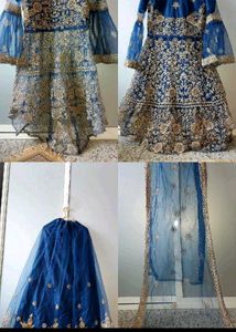 Royal Blue &amp; Gold Embroidered Lehenga Choli