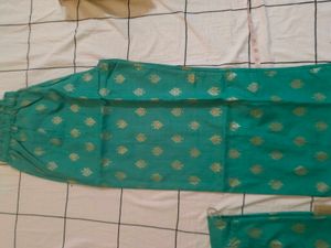 Green Kurta with Gold Print