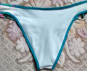 Teal Bikini Bottom with Floral Ties