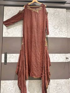 Elegant Printed Kurta gown with Cold Shoulder