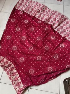 Maroon Bandhani Saree