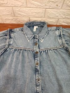 Boho Denim Embroidered Shirt