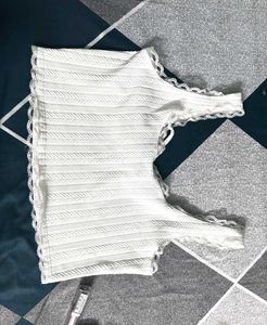 Cute White Lace Trim Cami Top