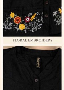 🖤 Black Floral Embroidered Women's Top