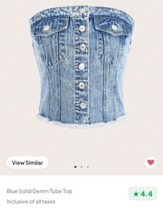 Blue Denim Tube Top - Trendy Style
