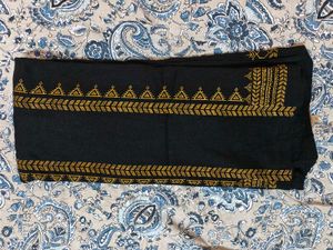 Black and gold printed straight woolen Kurta