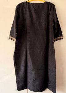 W Black Kurta with Intricate Embroidery