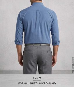 Men's Blue Micro Plaid Button-Down Shirt