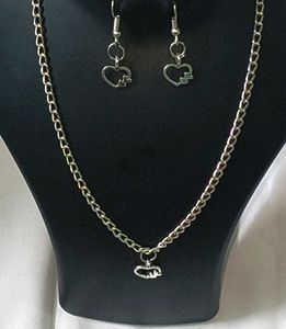 Heart Metal Pendant Chain Necklace &amp; Earring Set