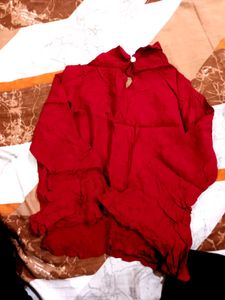 Red Button-Up Blouse
