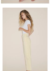 Pale Yellow Mom Fit High Waist Jeans
