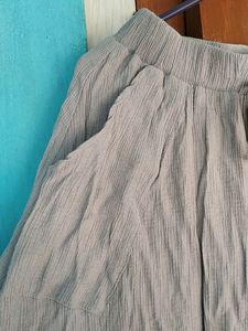 #Boutique Korean Type Mid Length Flared Grey Skirt