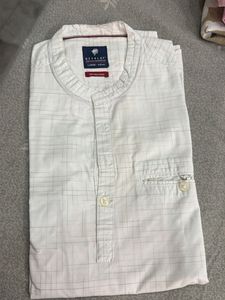 Men's White Checkered Kurta