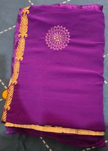 Elegant Purple Embroidered Saree
