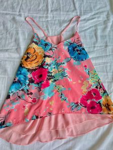 Pinky Color Sleeveless V Neck Crop Top