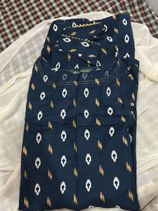 Stylish Blue Ikat Print Kurta