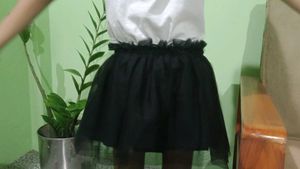Chic Black Tulle Skirt/waist 16 inch.L=24cm