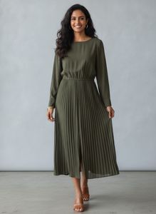 Pleated Midi Dress