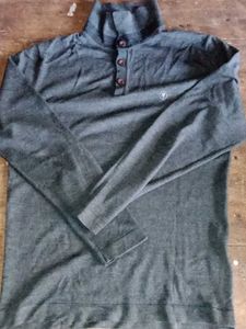 ARROW rare half button collar sweater charcoal