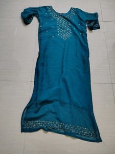 Teal Embellished Kurti
