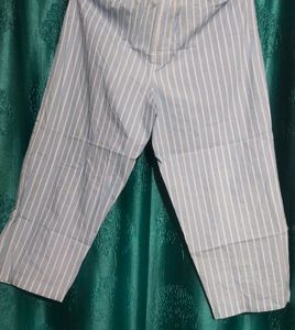 Striped Capri Pants with Tie Belt