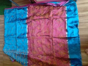 Beautiful Pink & Blue Ethnic pure Saree
