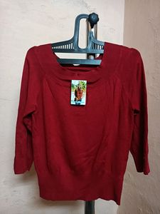 Red Boat Neck Sweater
