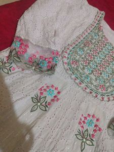 Beautiful White Embroidered Ethnic Gown