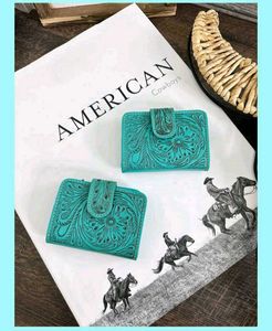 Turquoise Embossed Floral Wallet Unisex