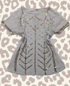 VINTAGE Gold Sequin Sheer Blouse –Y2k