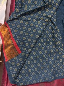 Beautiful Blue Saree with Gold Border