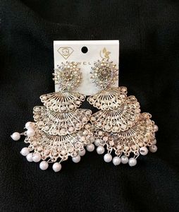 🌈Multicolor Afghani Earrings With White Beads🤍