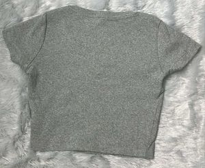Classic Grey V-Neck Ribbed Tee