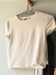 Cream Cropped T-Shirt