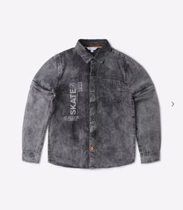 Grey Washed Denim Shirt for boys