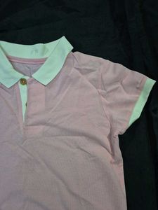 Cute Pink Polo Shirt/hello kitty / crop top