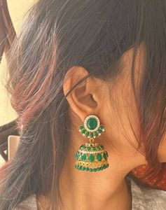 Elegant Green Jhumka Earrings ✨💚