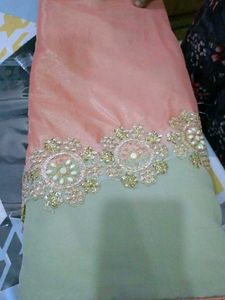 Elegant Peach Embellished Saree