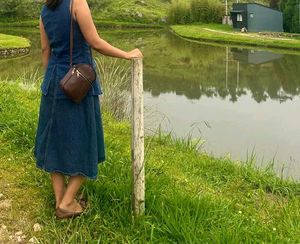 Denim Dress Which Comes In Waist Coat And Skirt