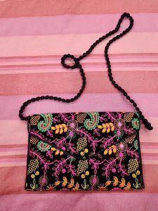 Embroidered Floral Clutch