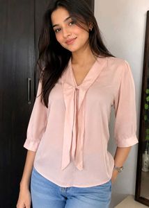 Chic Pink Bow Blouse